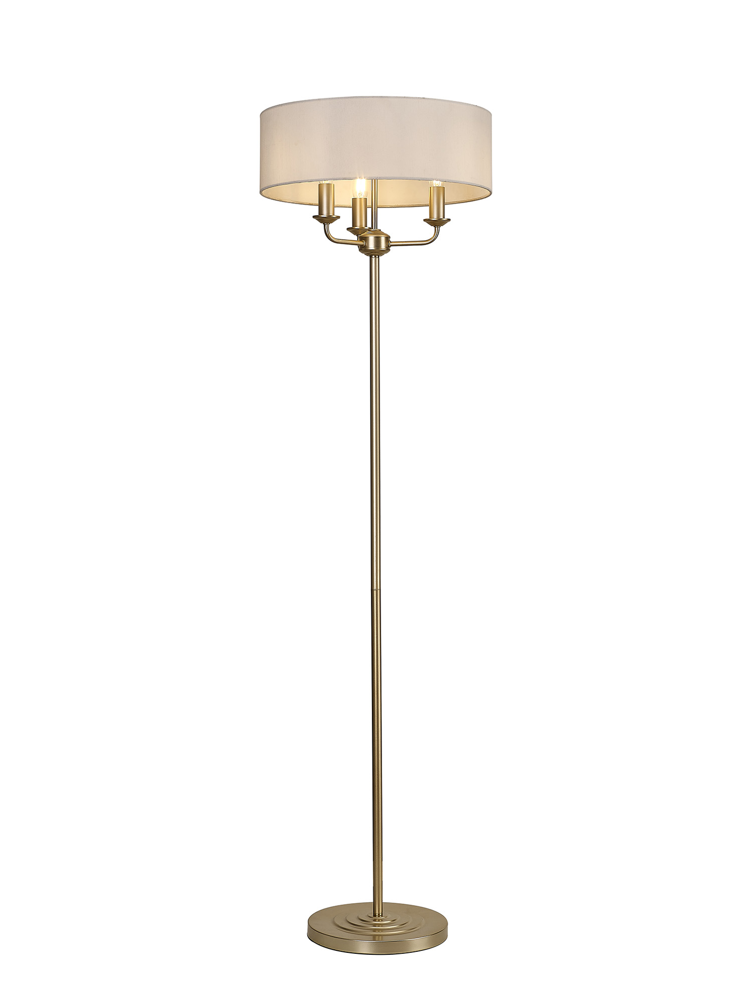 DK0987  Banyan 45cm 3 Light Floor Lamp Champagne Gold, White